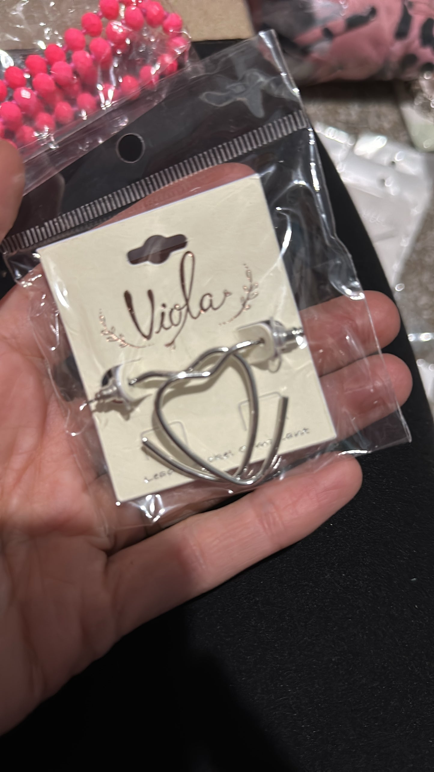 Silver heart hoops